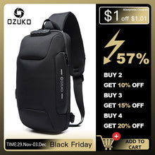 Load image into Gallery viewer, OZUKO 2019 New Multifunction Crossbody Bag for Men Anti-theft Shoulder Messenger Bags Male Waterproof Short Trip Chest Bag Pack